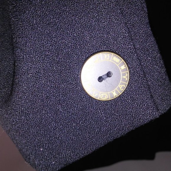 Larry Levine Suits Coat Jacket Size 8 Solid Black 100% Wool Crepe Double Breaste - Picture 15 of 16